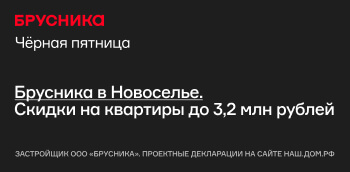 Черная пятница в Бруснике. Скидки на квартиры до 18% в ноябре.