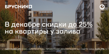 Северный ветер. Скидки до 25% на квартиры у залива в декабре.